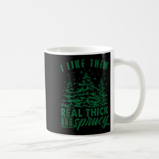 Funny Christmas Tree I Like Them Real Thick & コーヒーマグカップ (右)