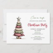 Funny Christmas tree modern watercolor invitation 招待状 (正面)
