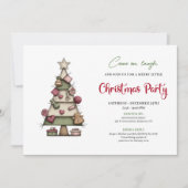 Funny Christmas tree watercolor holiday invitation 招待状 (正面)