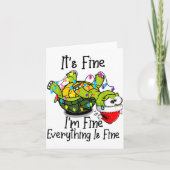 Funny Christmas Turtle It's Fine I'm Fine Everythi カード (正面)