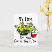 Funny Christmas Turtle It's Fine I'm Fine Everythi カード (黄色い花)