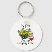 Funny Christmas Turtle It's Fine I'm Fine Everythi キーホルダー (正面)