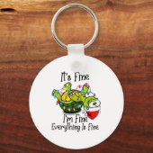 Funny Christmas Turtle It's Fine I'm Fine Everythi キーホルダー (正面)