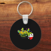 Funny Christmas Turtle It's Fine I'm Fine Everythi キーホルダー (正面)