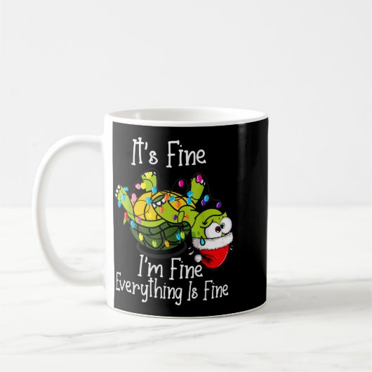 Funny Christmas Turtle It's Fine I'm Fine Everythi コーヒーマグカップ (左)