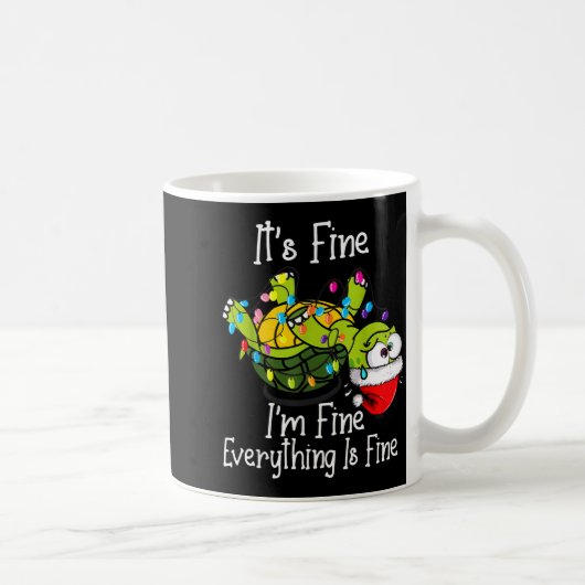 Funny Christmas Turtle It's Fine I'm Fine Everythi コーヒーマグカップ (右)