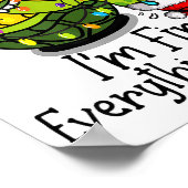 Funny Christmas Turtle It's Fine I'm Fine Everythi ポスター (角)