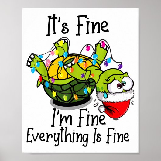Funny Christmas Turtle It's Fine I'm Fine Everythi ポスター (正面)