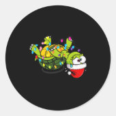 Funny Christmas Turtle It's Fine I'm Fine Everythi ラウンドシール (正面)