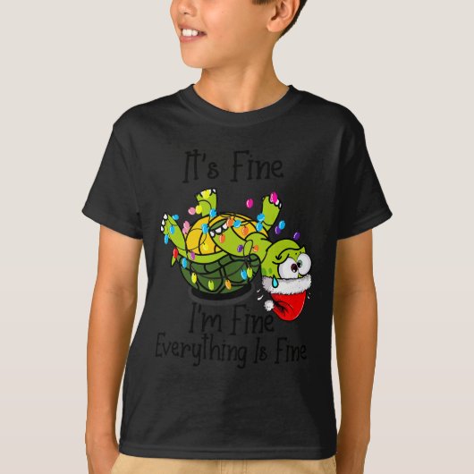 Funny Christmas Turtle It's Fine I'm Fine Everythi Tシャツ (正面)
