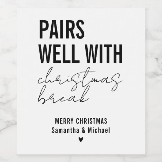 Funny Christmas Vacation Break ワインラベル (シングルラベル)