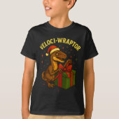 Funny Christmas Velociraptor Pun Veloci-wraptor Tシャツ (正面)