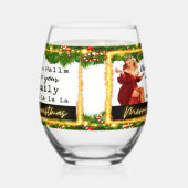 Funny Christmas Wine Glass Retro Best Friend Deck ステムなしワイングラス (左)
