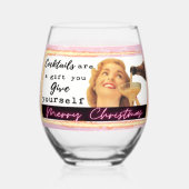Funny Christmas Wine Glass Retro Best Friend Gift ステムなしワイングラス (裏面)