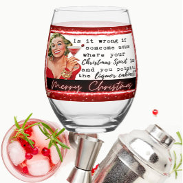 Funny Christmas Wine Glass Retro Best Friend Liqou ステムなしワイングラス