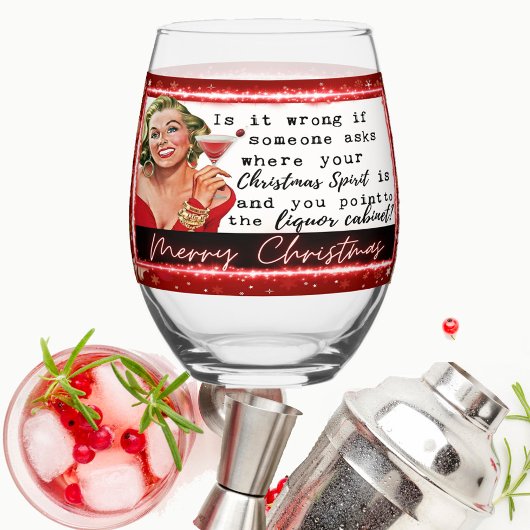 Funny Christmas Wine Glass Retro Best Friend Liqou ステムなしワイングラス