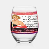 Funny Christmas Wine Glass Retro Best Friend NYE ステムなしワイングラス (裏面)