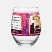 Funny Christmas Wine Glass Retro Best Friend NYE ステムなしワイングラス (左)