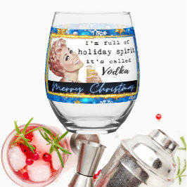 Funny Christmas Wine Glass Retro Best Friend Vodka ステムなしワイングラス