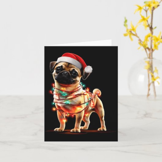 Funny Chug Christmas Graphics Dog Lights Lover カード (黄色い花)