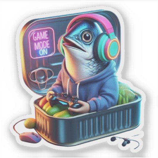  Funny Chunky Sardine Gamer Meme Sticker シール (正面)
