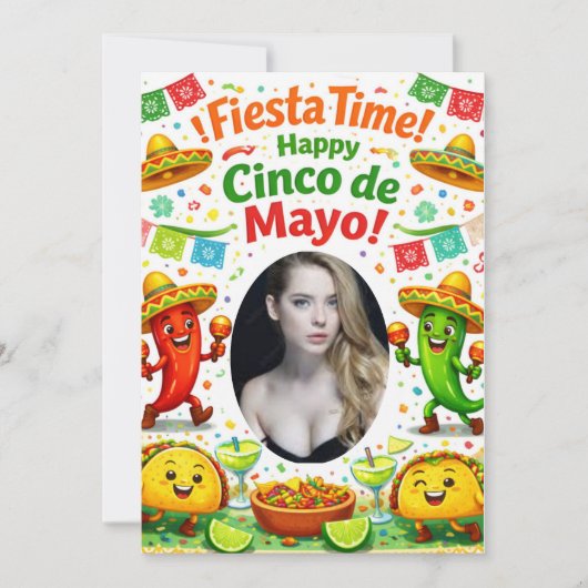 Funny Cinco de Mayo 2026 Fiesta Time Taco Party  招待状 (正面)