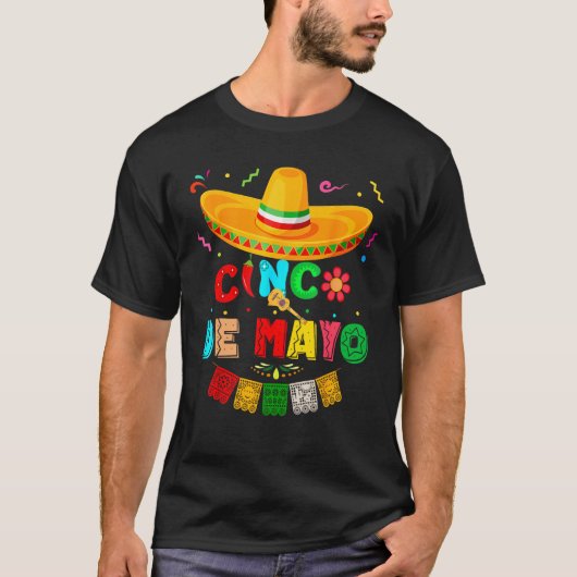 Funny Cinco De Mayo Mexican Guitar Cactus for Men  Tシャツ (正面)