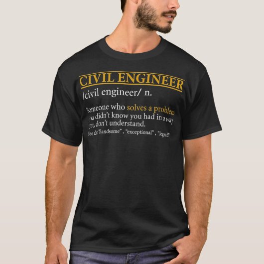 Funny CIVIL ENGINEER definition Birthday or Christ Tシャツ (正面)