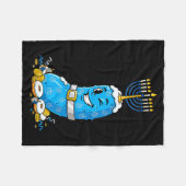 Funny Ckle Dreidel Menorah Hanukkah Kids Womens Me フリースブランケット (正面(横))