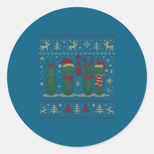 Funny Ckles Christmas Lights Santa Hat Xmas Ugly S ラウンドシール (正面)