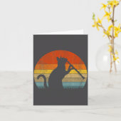 Funny Clarinet Cat Clarinet Player Musician Retro  カード (黄色い花)