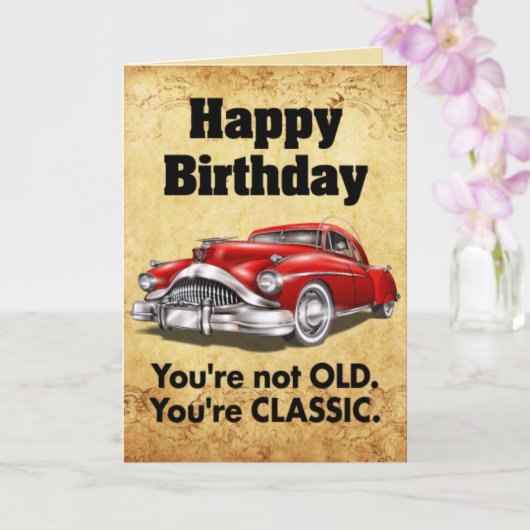 Funny classic car birthday wish card カード (蘭)