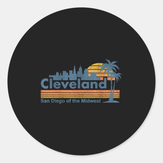 Funny Cleveland Skyline San Diego Of The Midwest R ラウンドシール (正面)