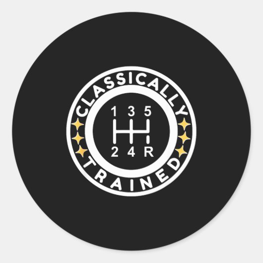 Funny Clically Trained Manual Car Driving Humor ラウンドシール (正面)