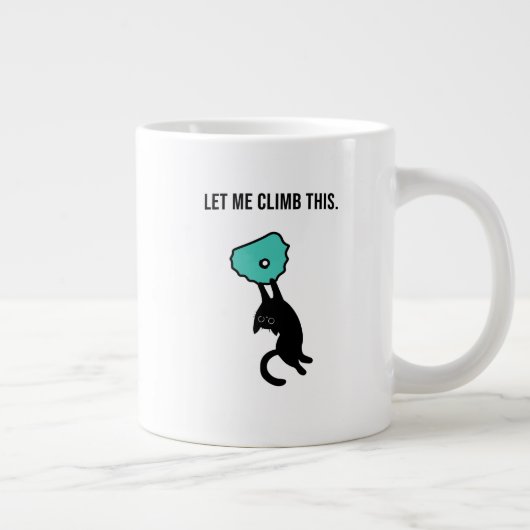 Funny Climbing Cat Catches Climbing Hold ジャンボコーヒーマグカップ (右)