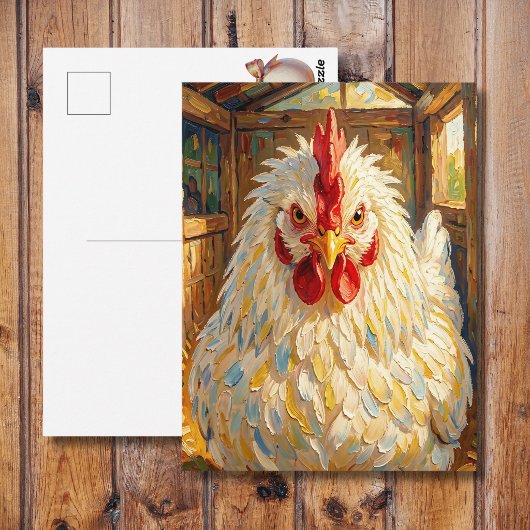 Funny Close Up of Impasto Chicken | Saying Hi ポストカード