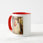 Funny Close Up of Impasto Chicken that looks Mad マグカップ (正面左)