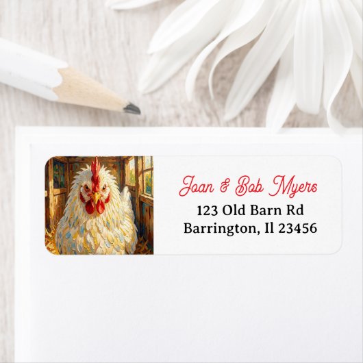 Funny Close Up of Impasto Chicken that looks Mad ラベル (インサイチュ)