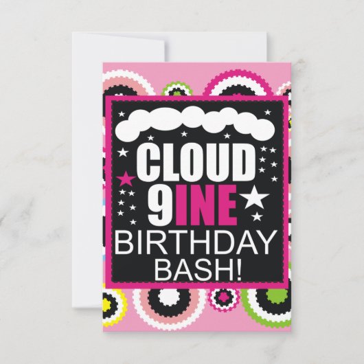 Funny Cloud Nine Cosmic Birthday Party Invitation 招待状 (正面)