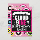 Funny Cloud Nine Cosmic Birthday Party Invitation 招待状 (正面/裏面)