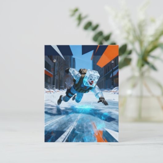 Funny clown icecube falling on ice  ポストカード (スタンド正面)