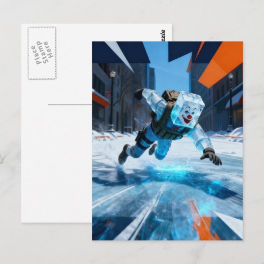 Funny clown icecube falling on ice  ポストカード (正面/裏面)