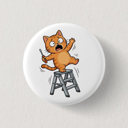 Funny Clumsy Cat Button 缶バッジ (正面)