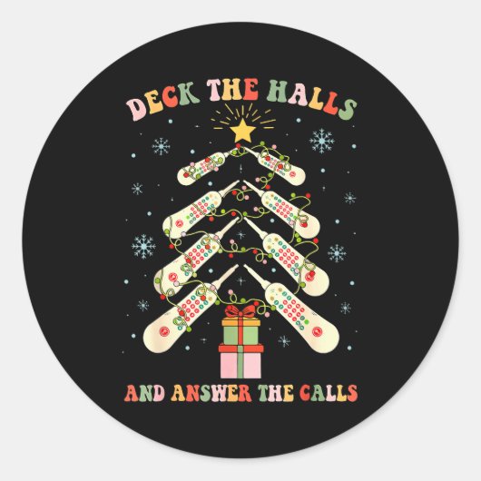 Funny Cna Nurse Christmas Medical Xmas Trees Nursi ラウンドシール (正面)