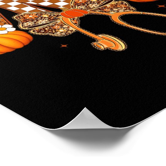 Funny Cna Nurse Coquette Bow Stethoscope Fall Girl ポスター (角)