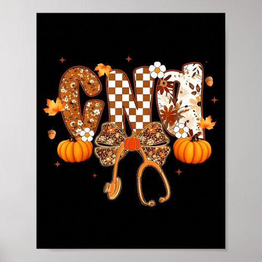 Funny Cna Nurse Coquette Bow Stethoscope Fall Girl ポスター (正面)