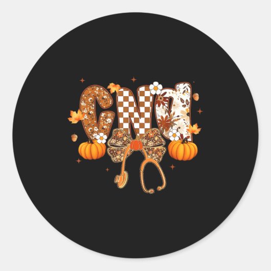 Funny Cna Nurse Coquette Bow Stethoscope Fall Girl ラウンドシール (正面)