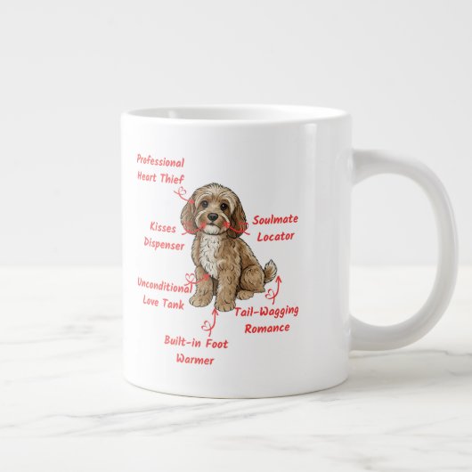 Funny Cockapoo Anatomy - Unique Valentine Gift ジャンボコーヒーマグカップ (右)