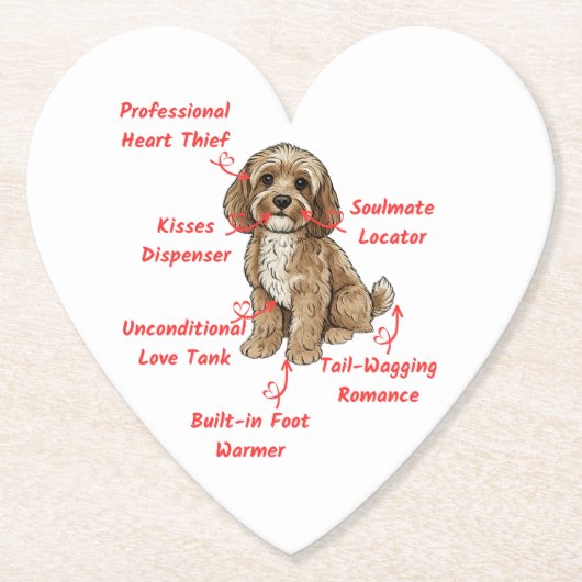Funny Cockapoo Anatomy - Unique Valentine Gift ペーパーコースター (正面)
