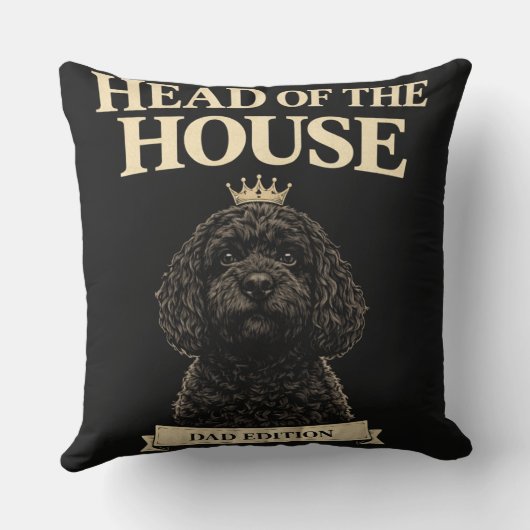 Funny Cockapoo Dad Gift | Head Of The House クッション (裏面)